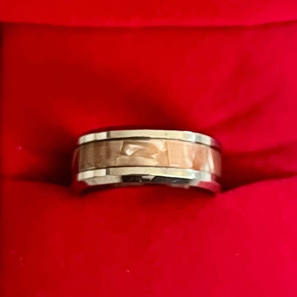 Metal Masters Titanium Wood Inlay 6mm Band Size 7